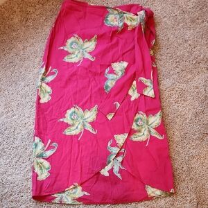 Faherty Pink Floral Wrap Skirt